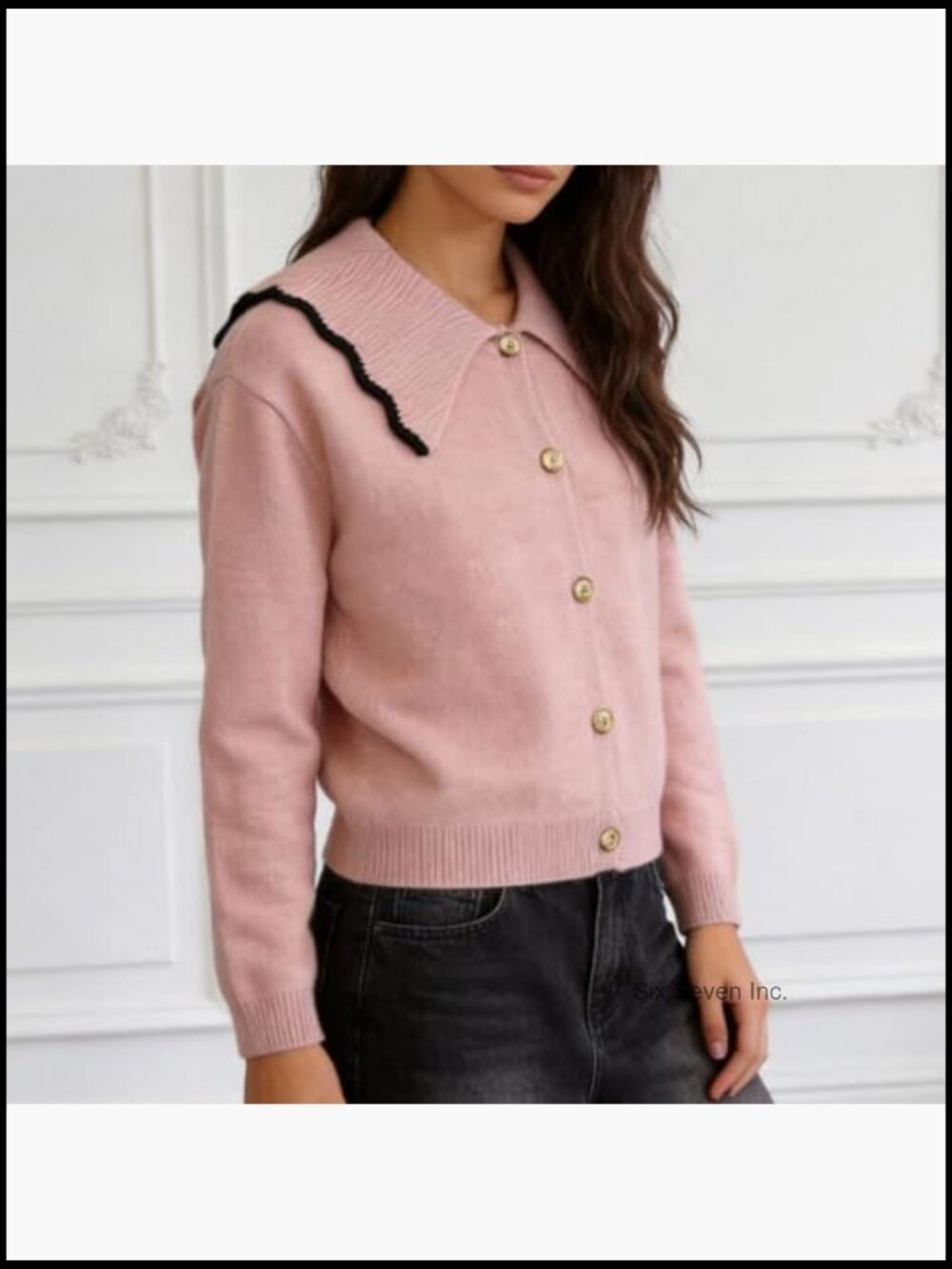 Soft Knit Button Front Cardigan with Ribbed Trim - Chunky - Picture 3 of 6